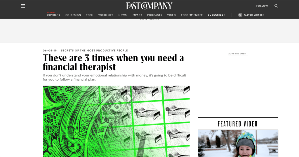 3 Times You Need a Financial Therapist (Fast Company) | LPTG Quote